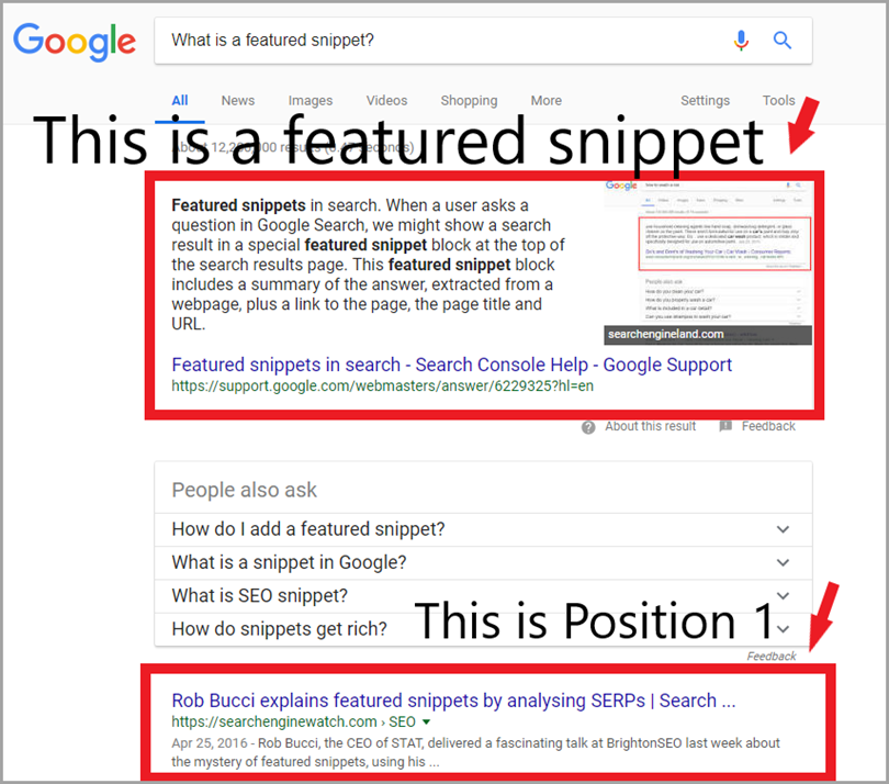 featured snippet ranking